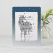 Invitation Silver Unicorn Shine Bright Gold Stars Anniversair (Debout devant)