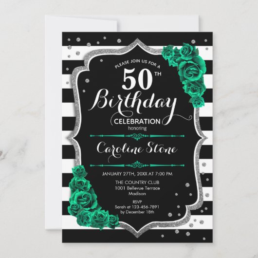 Invitation Silver vert noir 50e anniversaire (Devant)