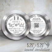 Invitation Silver Vinyl Record Monogramme Mariage de musique 