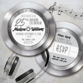 Invitation Silver Vinyl Record Retro 25e anniversaire fête