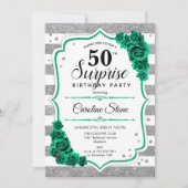 Invitation Silver White Green Surprise 50e anniversaire (Devant)