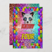 Invitation Silver Wild Fox Fun Festive Anniversaire invitatio (Devant / Derrière)