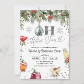 Invitation Silver Winter Fun Noël Cocktail de vacances Fête (Devant)