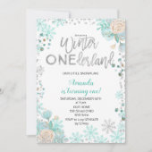 Invitation Silver Winter ONE derland Neige Birthday Invitatio (Devant)