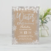 Invitation Silver Winter ONEderland 1er Anniversaire Rustique (Debout devant)