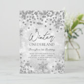 Invitation Silver Winter ONEDERLAND Étincelle 1er anniversair (Debout devant)