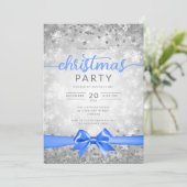 Invitation Silver Winter Snowflakes Company Blue Ribbon (Debout devant)