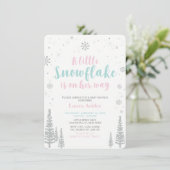 Invitation Silver Winter Wonderland, Baby shower fille (Debout devant)