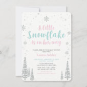 Invitation Silver Winter Wonderland, Baby shower fille (Devant)