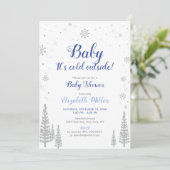 Invitation Silver Winter Wonderland - Boy Baby shower Invitat (Debout devant)