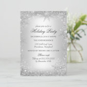 Invitation Silver Winter Wonderland Fête de Noël (Debout devant)