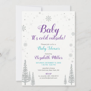 Invitation Silver Winter Wonderland - Fille Baby shower Invit