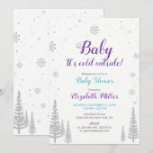 Invitation Silver Winter Wonderland - Fille Baby shower Invit (Devant / Derrière)