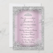 Invitation Silver Winter Wonderland Pink Quinceanera Party (Devant)