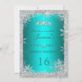 Invitation Silver Winter Wonderland turquoise doux 16 Invitat (Devant)