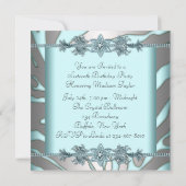 Invitation Silver Zebra Turquoise Blue Sweet 16 Anniversaire (Dos)