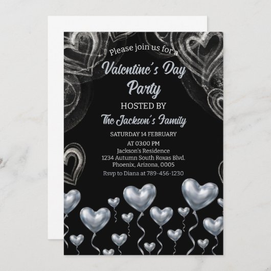 Invitation SilverHearts Valentine's Day Party (Devant / Derrière)