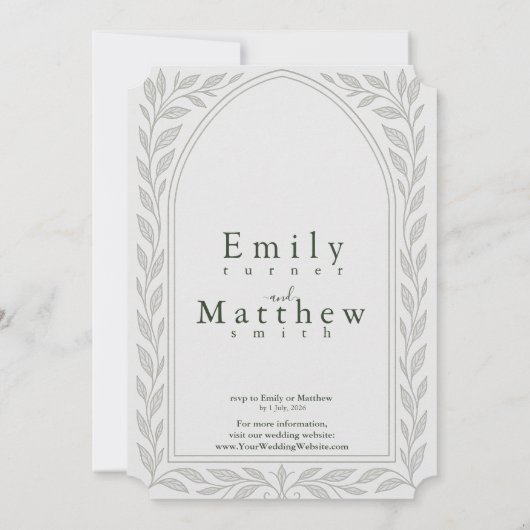 Invitation Silverleaf Elven Mariage - Vine & Arch Design (Dos)