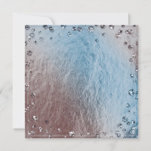 Invitation Silvery Blue Faux Foil Bling Anniversaire (Dos)