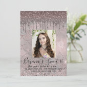 Invitation Silvery rose Rose Parties scintillant or Drip Swee (Debout devant)