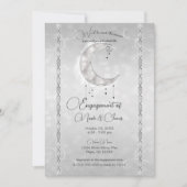 Invitation Silvery White Crescent Moon Stars (Devant)