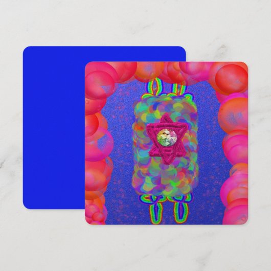 Invitation Simchat Torah Shmini Atzeret bulles sukkah Torah (Devant / Derrière)