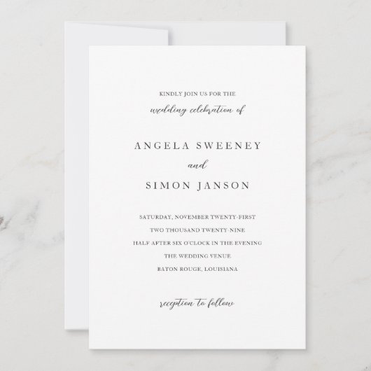 Invitation Simon Simple Mariage élégant (Devant)