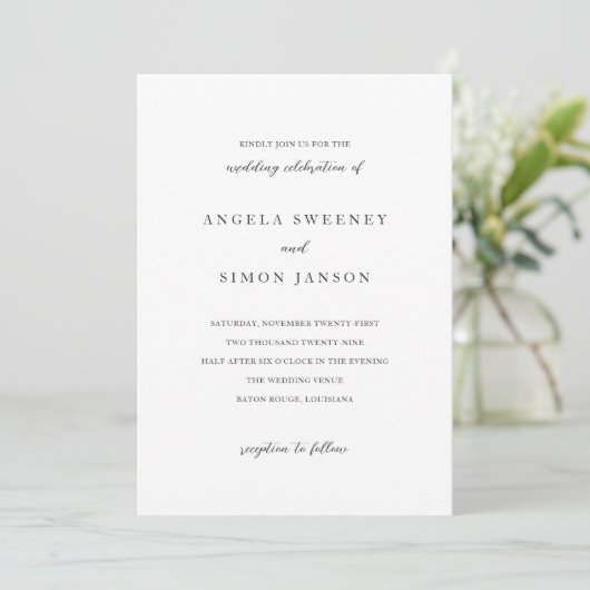 Invitation Simon Simple Mariage élégant (Debout devant)