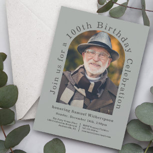 Invitation Simple 100e fête d'anniversaire avec 2 photos