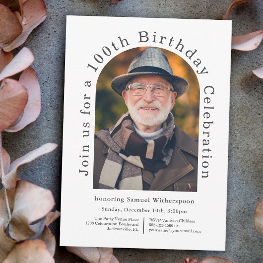 Invitation Simple 100e fête d'anniversaire avec 2 photos