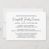 Invitation Simple 1 Photo Famille Réunion Noir et Blanc (Devant)