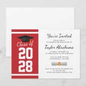 Invitation Simple 2025 Graduation Party Red (Devant / Derrière)