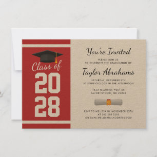 Invitation Simple 2025 Graduation Party Red
