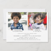 Invitation Simple 2 Photo Anniversaire Commun (Devant)