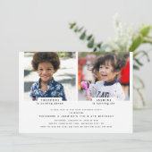 Invitation Simple 2 Photo Anniversaire Commun (Debout devant)