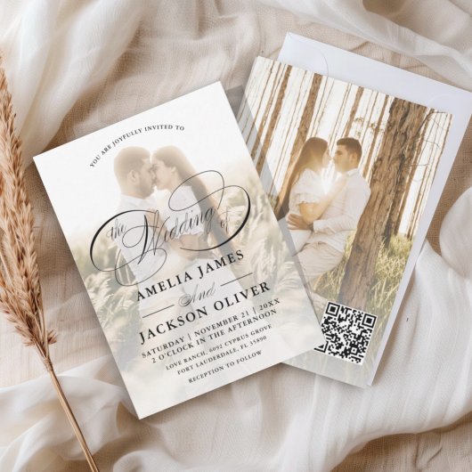 Invitation Simple 2 superposition de photo calligraphie maria
