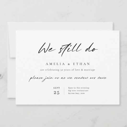 Invitation Simple 30e anniversaire minimaliste de mariage (Devant)