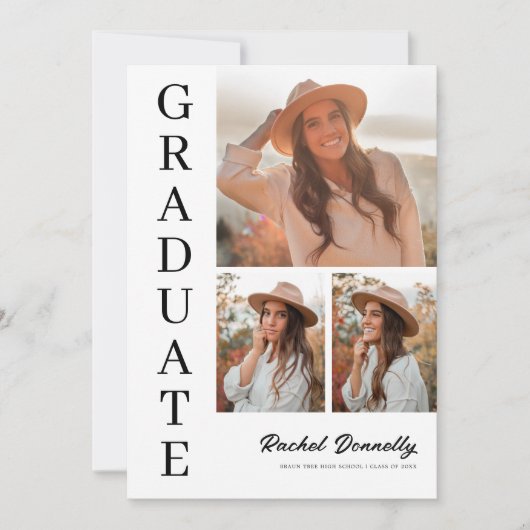Invitation Simple 3 Photo Graduation Party (Devant)