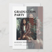 Invitation Simple 3 photo superposition Élégante fête de grad (Devant)