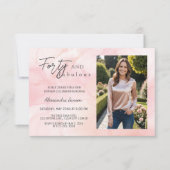 Invitation Simple 40 et fabuleux Rose photo Gold 40e annivers (Devant)