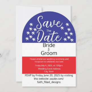 Invitation Simple 4 juillet Mariage campagnard patriotique