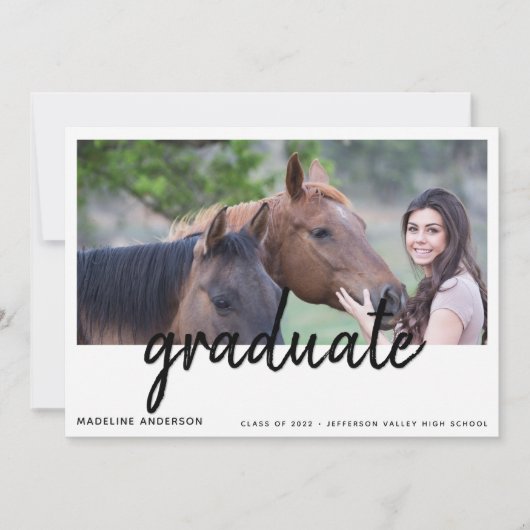 Invitation Simple 4 Photo Script Graduation Party (Devant)
