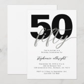 Invitation Simple 50 et Fabuleux Script Fête d'anniversaire 5 (Devant / Derrière)