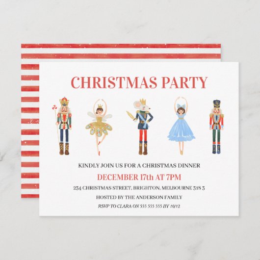 Invitation Simple 5 caractères Nutcracker fête de Noël (Devant / Derrière)