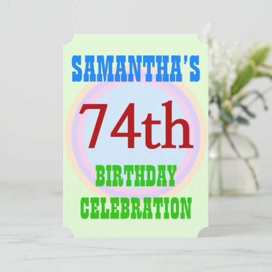 Invitation simple "74ème anniversaire" (Debout devant)