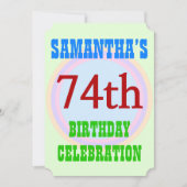 Invitation simple "74ème anniversaire" (Devant)