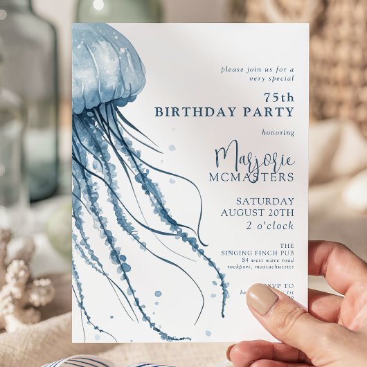 Invitation Simple 75e anniversaire Méduse Moderne Côtière