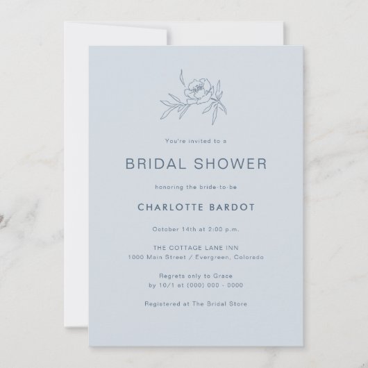 Invitation simple à la douche nuptiale (Devant)