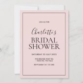Invitation simple à la douche nuptiale rose pâle (Devant)