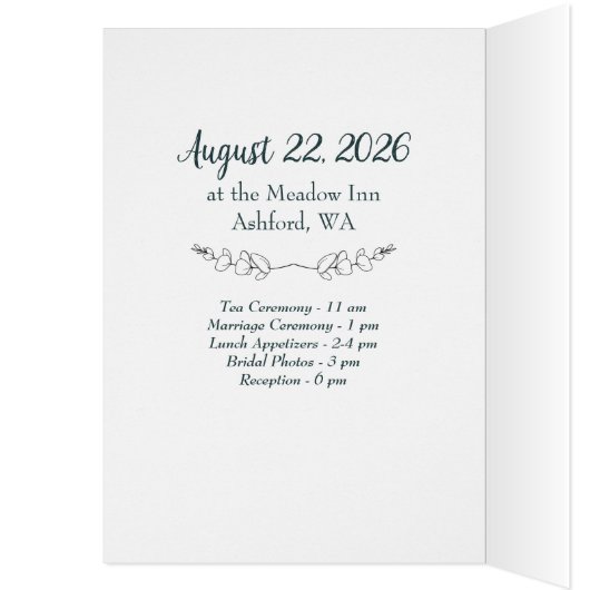 Invitation simple à plier Eucalyptus (Intérieur (Gauche))